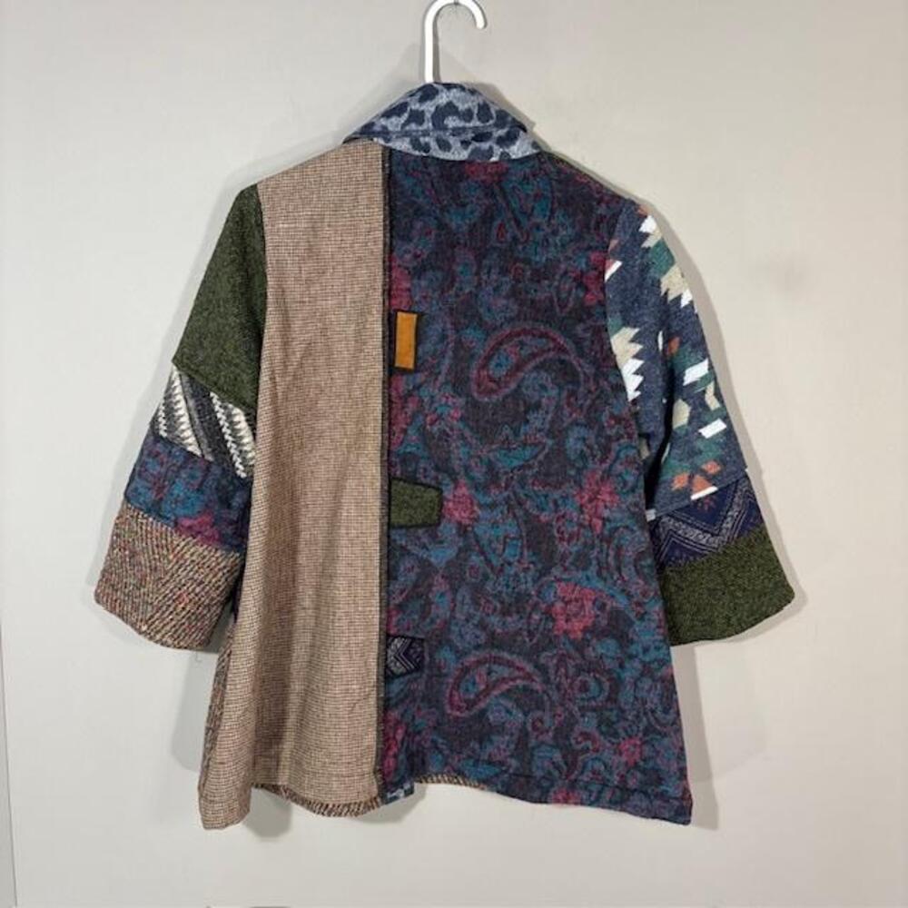Ali Miles Jacket Womens Petite Small Multicolor Patchwork Paisley Boho Art - Picture 7 of 9